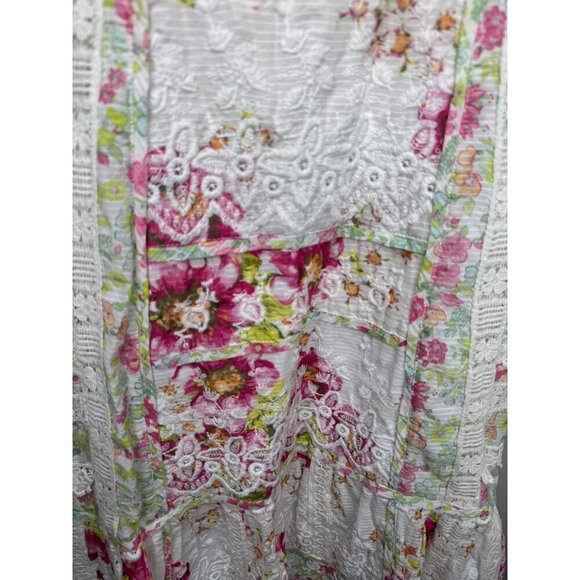 LoveShackFancy Faustine Floral Midi Dress Garden Glow Pink Size 00 NWT - Picture 7 of 8